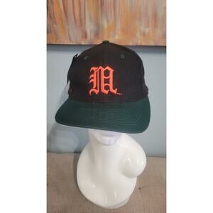 Vintage Miami Hurricanes Top of the World Fitted Hat 7 1/4 Wool Black Green NWT